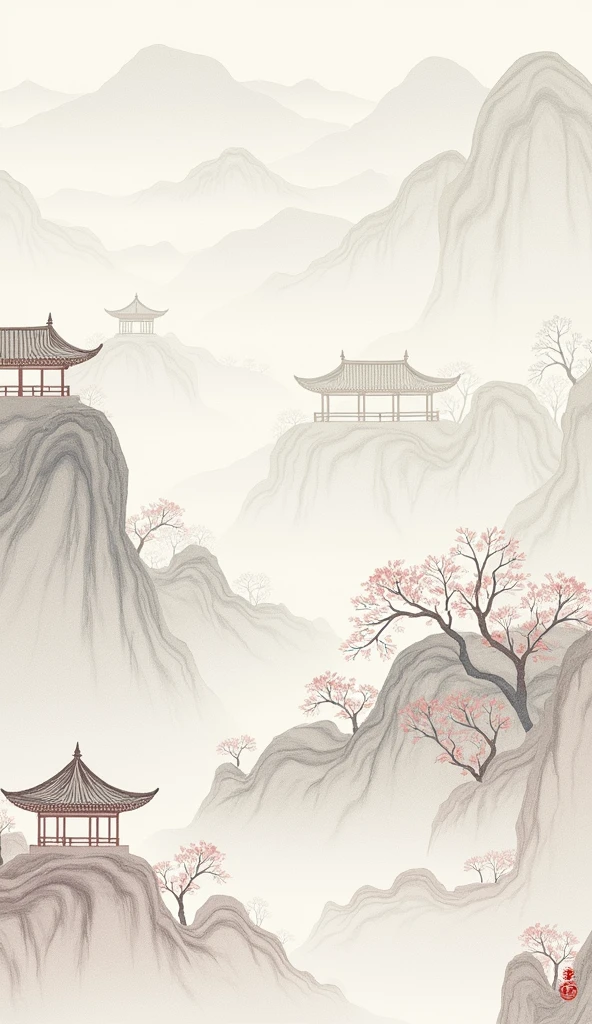 Chinese style,landscape,architecture,abstract,Ink Painting,Elegant