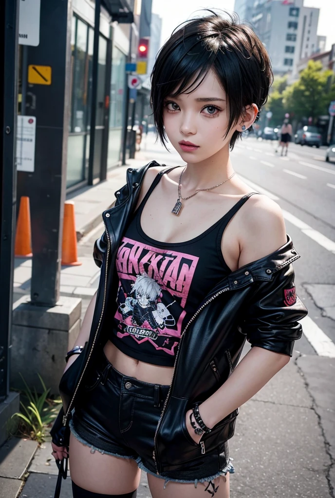 punk,sexy,punx
1人の, ソロ,hardcore,girl,street fashion,spiky short hair