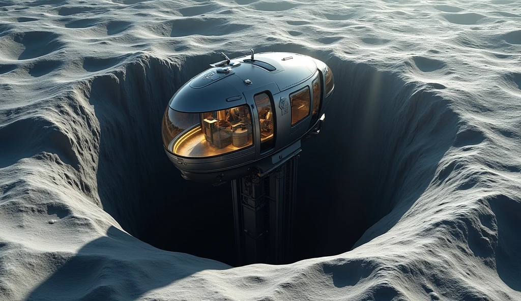 Underground elevator on the moon 