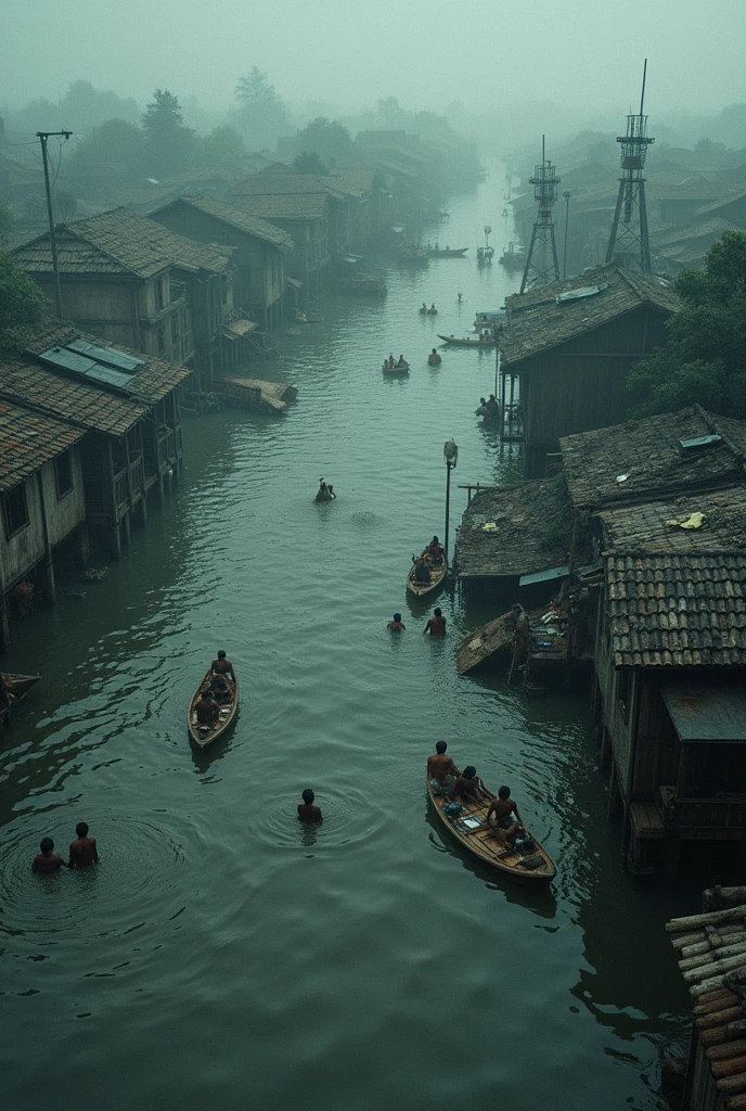 Floodwaters have submerged entire villages and some people are screaming above the water