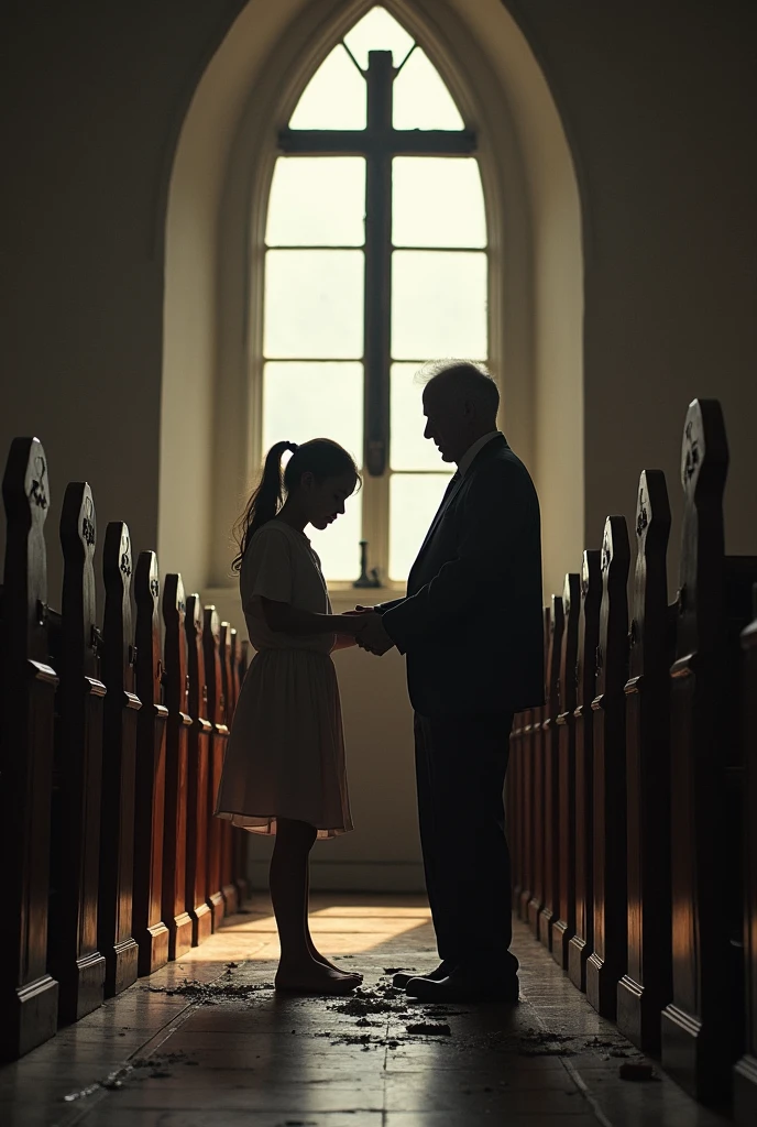 A girl getting beat by her father in church. At the top of the image text reads in a large evil font “HopesHeart”. At the bottom of the image text reads “Broken Chromosomes”