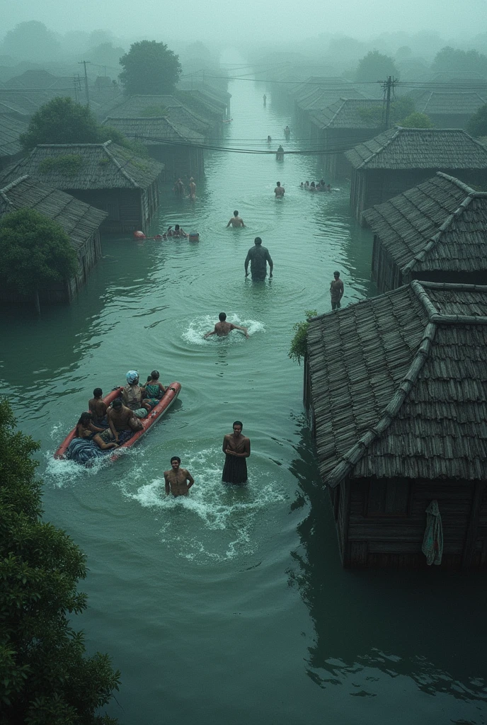 Floodwaters have submerged entire villages and some people are screaming above the water