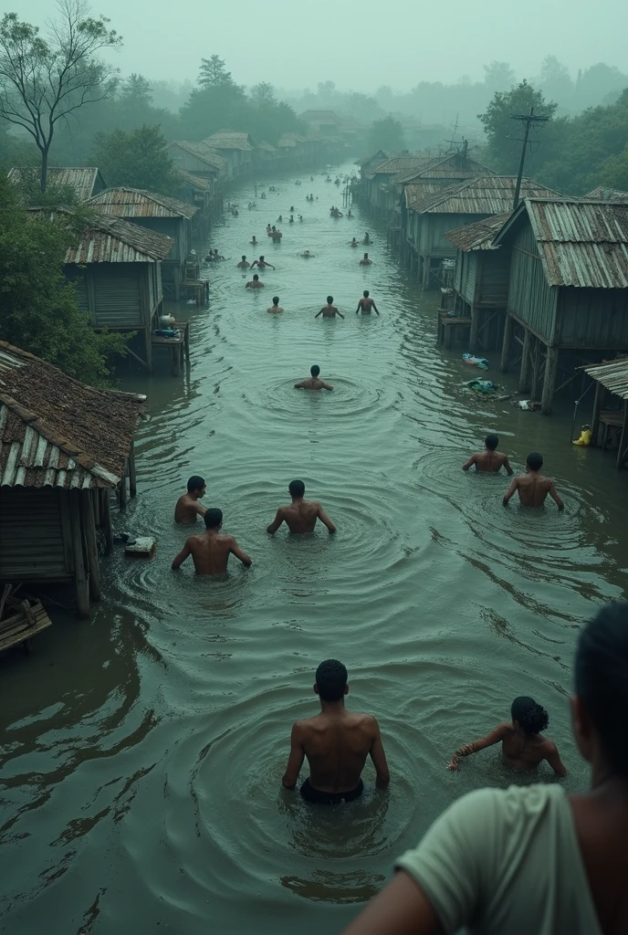 Floodwaters have submerged entire villages and some people are screaming above the water