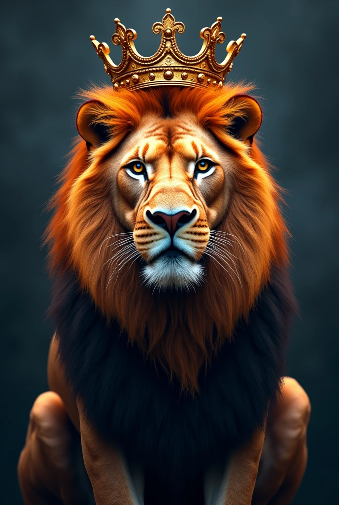 Motivational profile picture, with a lion in a crown with a mane photo