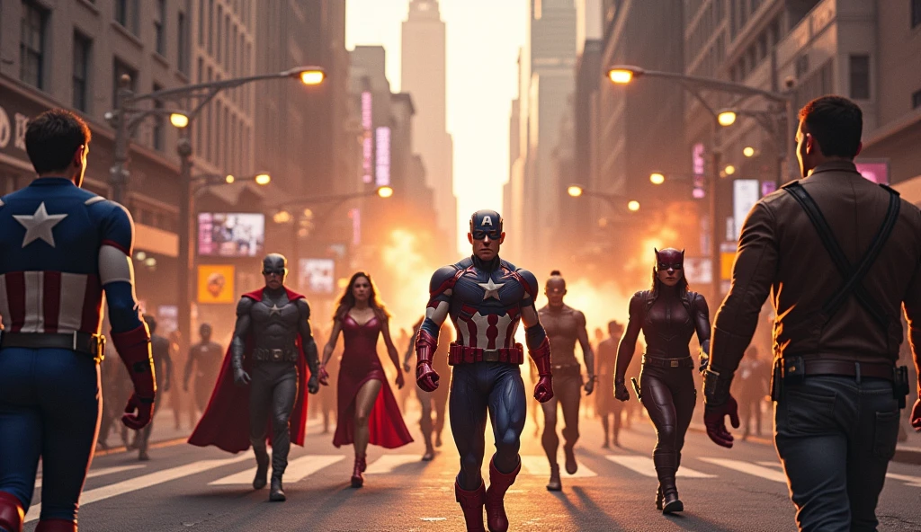 Scene 32: Return to the Battle of New York
The heroes travel back to the Battle of New York, encountering their past selves while collecting the stones.