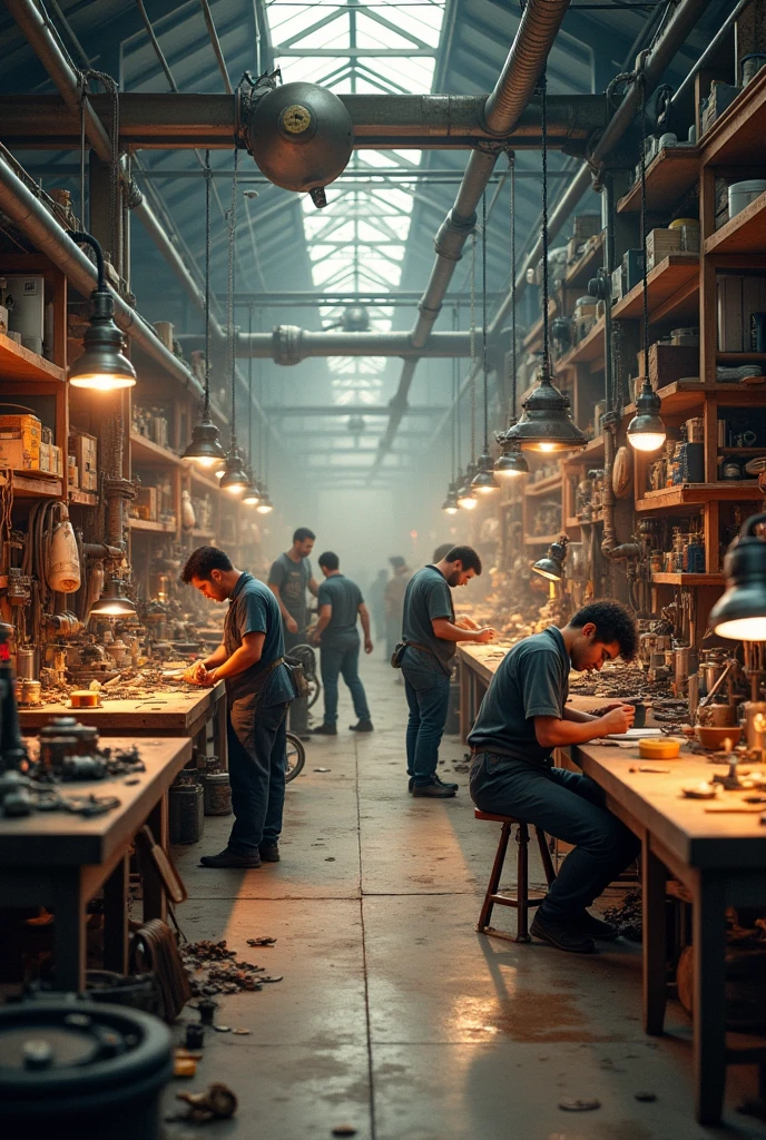 Pictures of people in the workshop