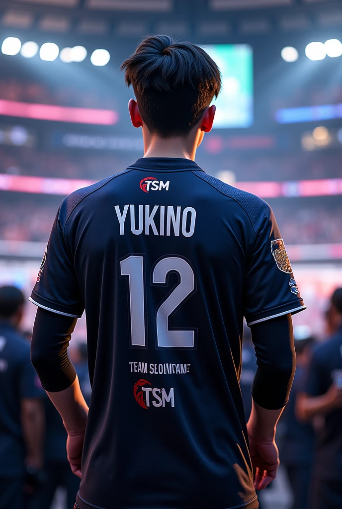  eSports player with Jersey number 12 and player name YUKINO on TEAM NAME TSM the back jersey