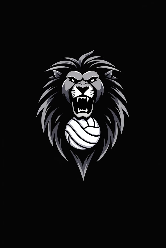 Create a logo for a volleyball team that is black and has a volleyball in the middle and is named Lion of Judah