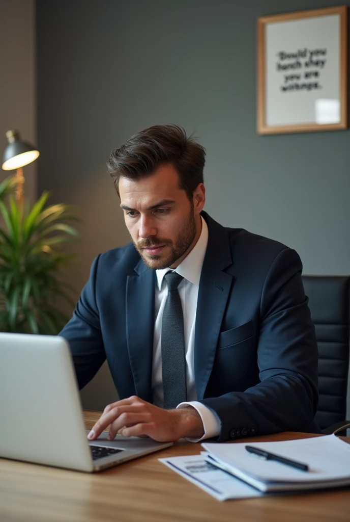 Take me a picture of a sales consultant at a desk