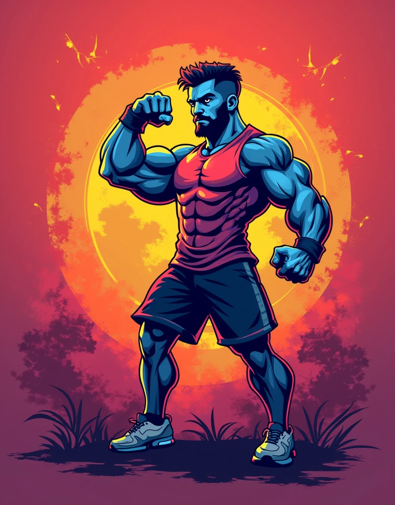 A realistic fitness design svg, colourful, punchy colour, vibrant colours, puff design, printable design,