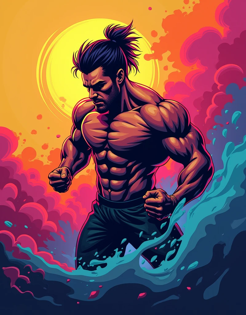 A realistic fitness design svg, colourful, punchy colour, vibrant colours, puff design, printable design,