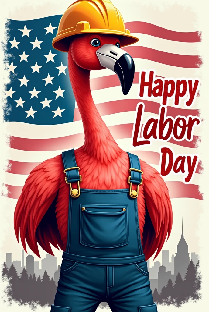 'Flamingo Labor Day, Design, png, worker, hd usa, with happy labour day text in photo,text colour random usa