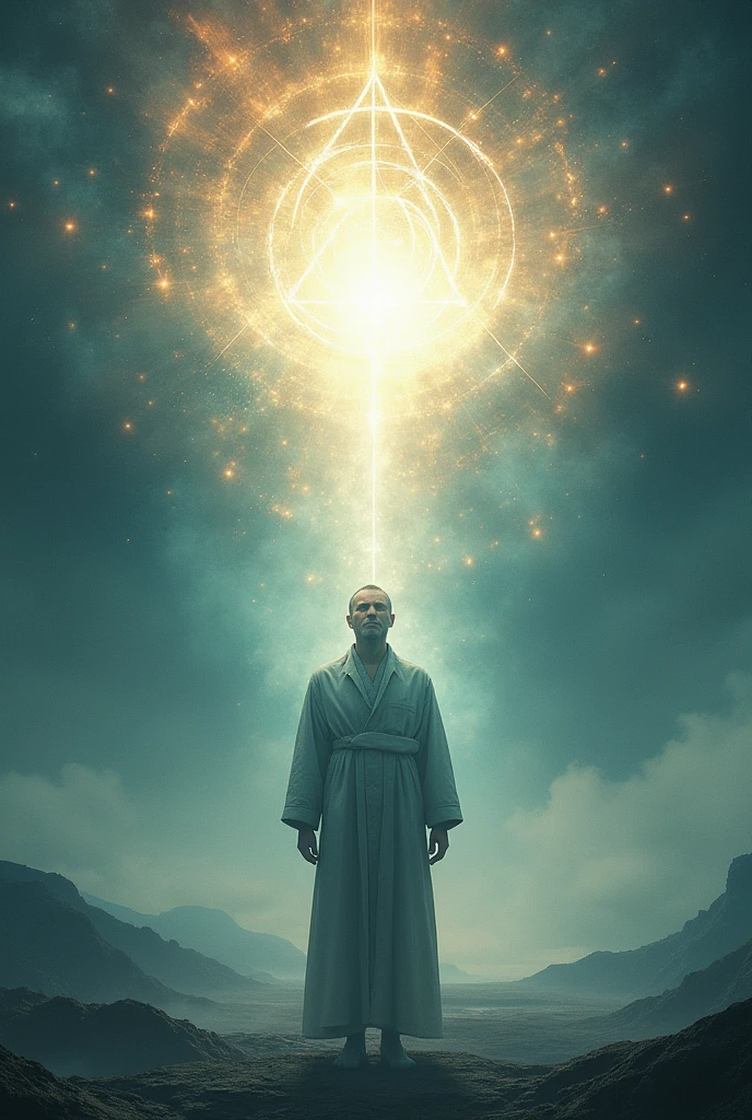 A man transcending the mind with shining eyes

