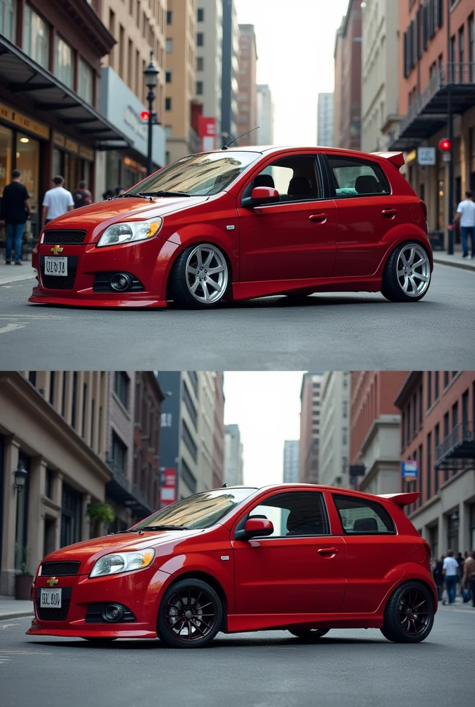 Chevrolet aveo, 2007 regular hatchback and another modified one