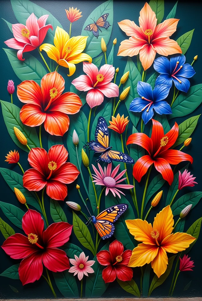 Create a mural with Colombian and Venezuelan flowers