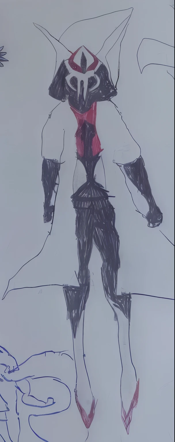 A robust man,on  back，Kneeling，No clothes，Black and white line drawing，