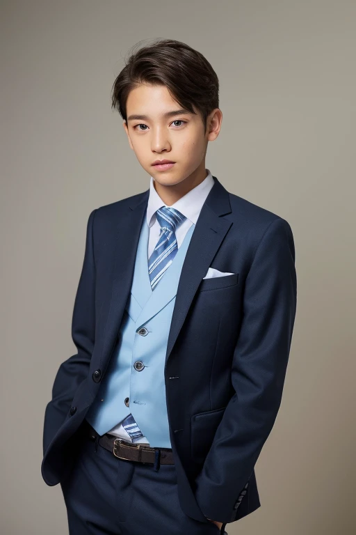 a 13 year old male wearing a suit
BELT VISABLE 4K HIGH QUALITY DETAILED