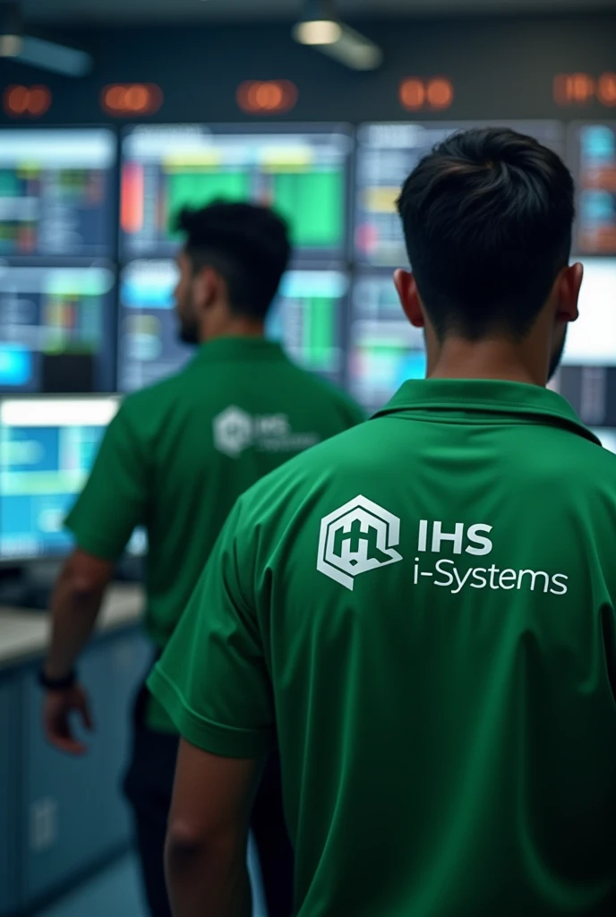 NOC team wearing green shirt with IHS I-Systems written on it