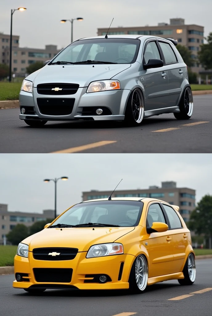 Chevrolet aveo 2007 hatchback, one normal and one modified