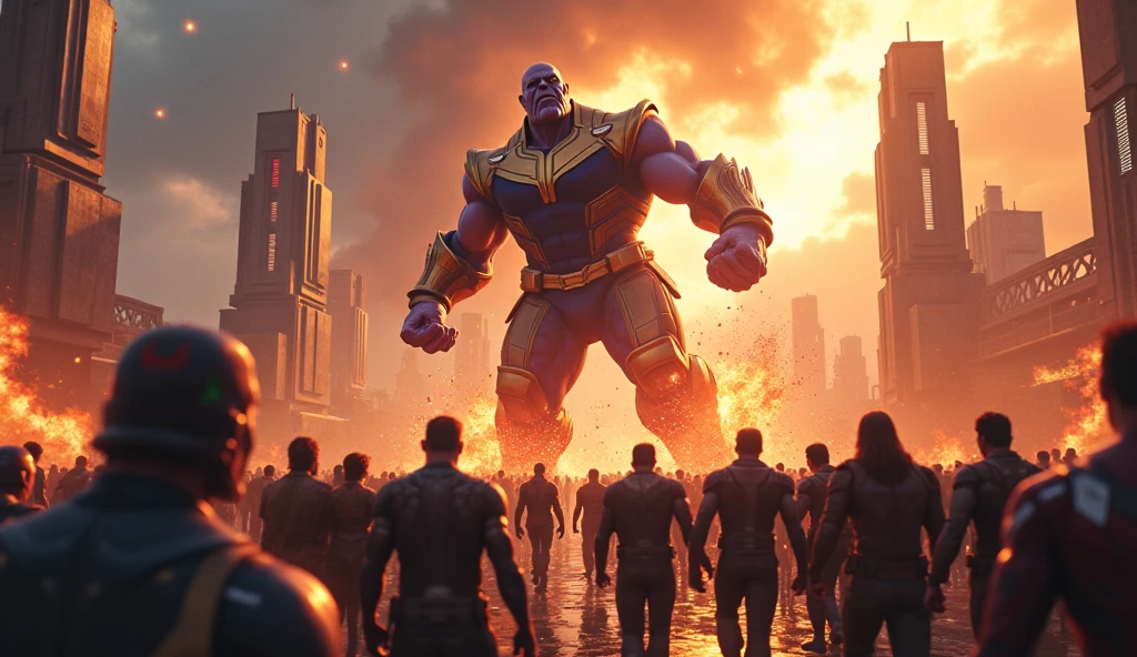Scene 35: Battle at Avengers HQ
Thanos from the past arrives at the Avengers headquarters, leading to a massive battle as he seeks to reclaim the stones.