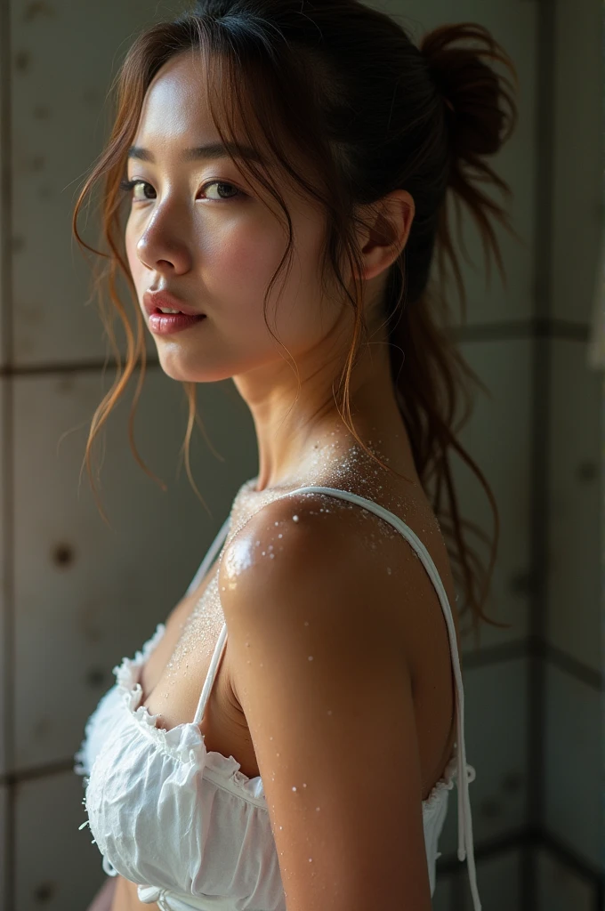 A woman bathed in semen