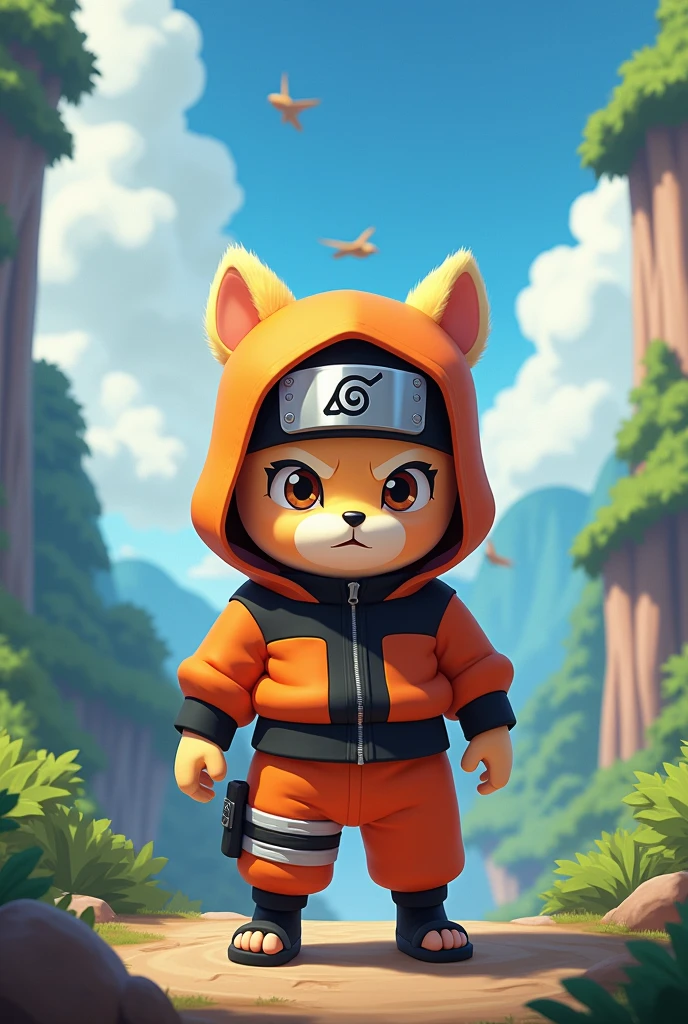 the character chester from brawl stars dressed as a naruto character