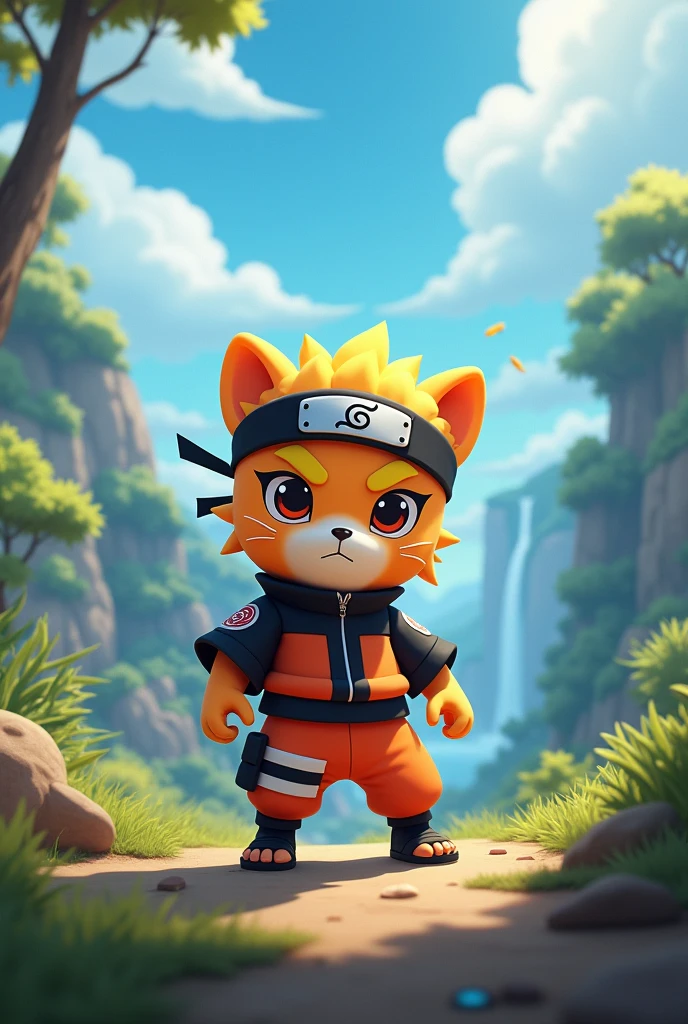 the character chester from brawl stars dressed as a naruto character