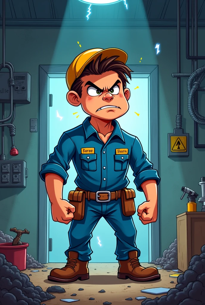 Angry electrician cartoon