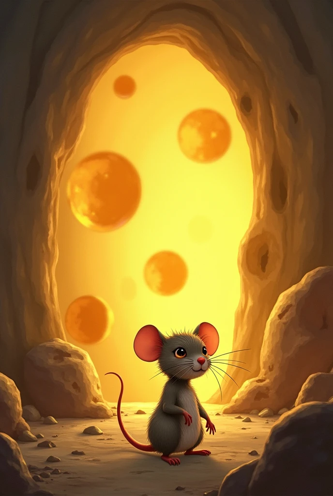 One day, Tito heard from other mice that, in a distant cave, the largest cheese ever seen was found.