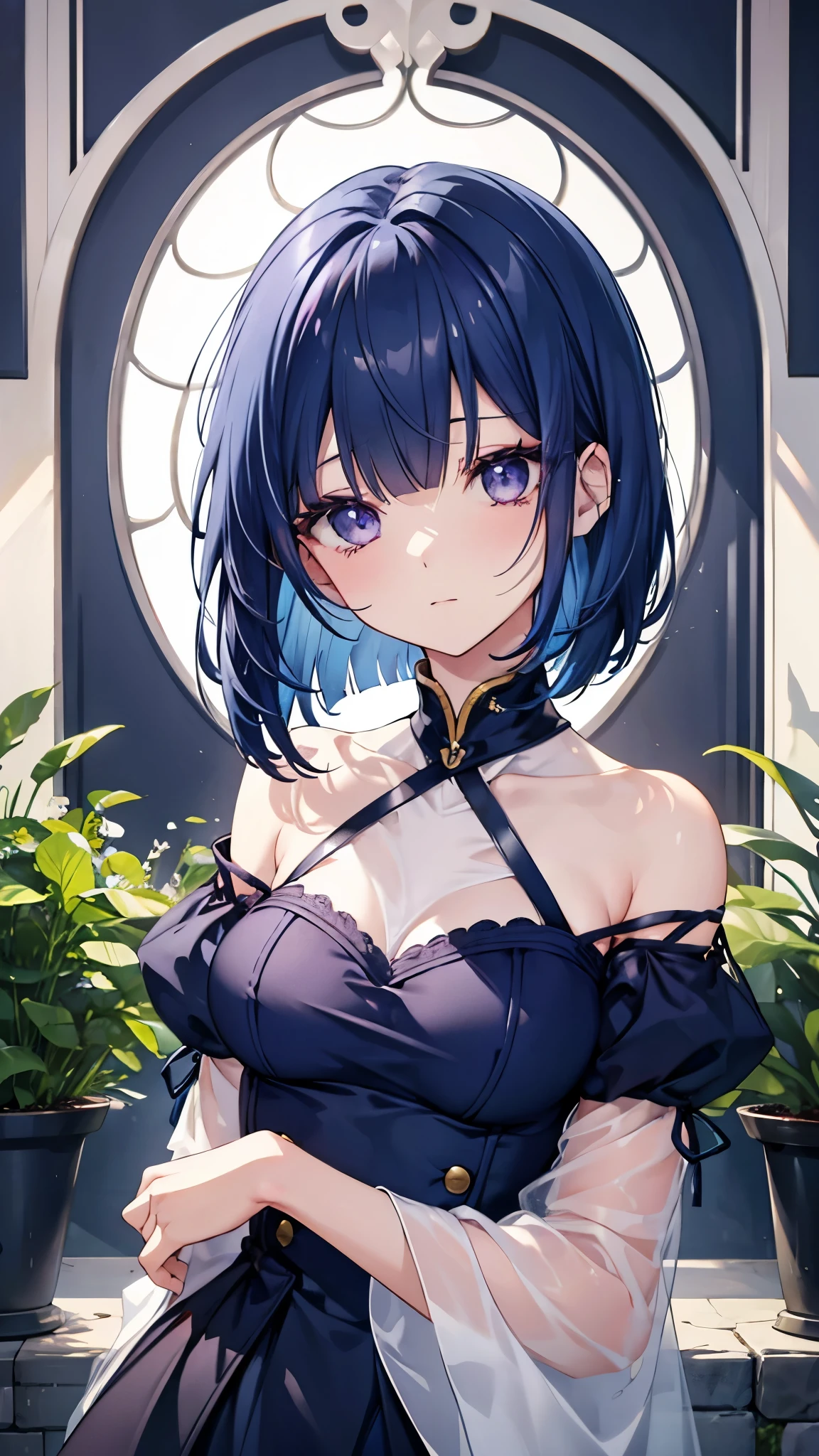 ((Beautiful Beautiful Girl)),(dark Blue heart color eyes), 1  and slender woman, degree々big breasts, ((glay color hair)),((short Hair)),In 8K, top quality, (highly detailed head: 1.0), (very detailed face: 1.0), (highly detailed hair: 1.0),((dress Clothes )),Detailed official artwork, clean detailed anime art,