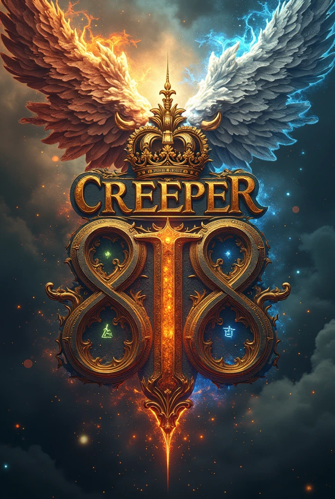 Luxury letters " CREEPER " 818 " Angeles with a crown " fighting demons and angels on one side "