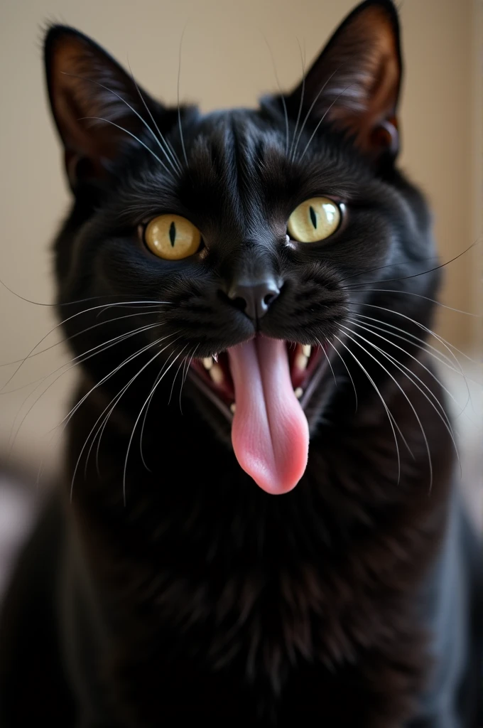 Black cat furry with tongue out blowjob