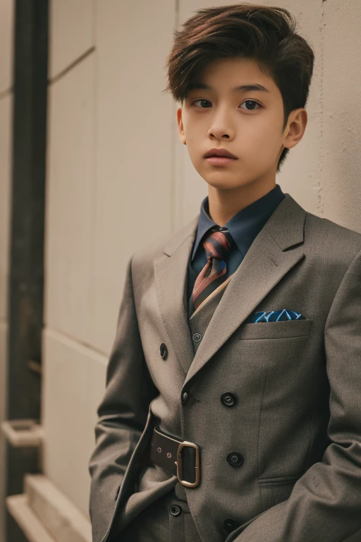 a 13 year old male wearing a suit
BELT VISABLE 4K HIGH QUALITY DETAILED