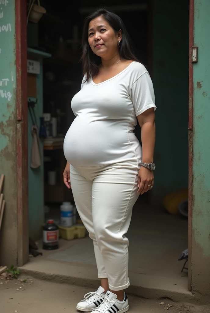 Malaysia v Big booty ass waist Big breast white clothes sneakers Adidas women Maid poor pretty beautiful