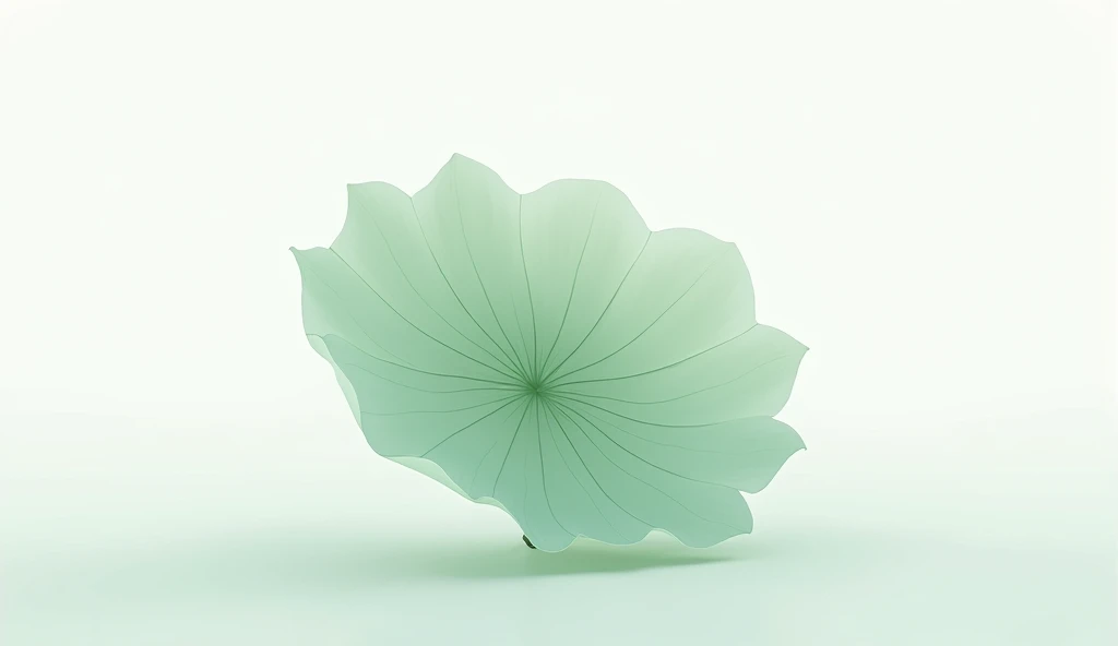 scenery,background,Scenes,Main KV; 一片Huge lotus leaf, ((Huge lotus leaf))Light Emerald Style, East minimalism, Understated elegance, HD Mode, in the style of elegant clothing, light green, Realistic yet ethereal, Simple design, East, bizarre shapes, Very detailed, complex,best quality, Extremely detailed, masterpiece, Hiring, 8K,(Reality),transparent,Fine-brush Painting,Color ink style;Low saturation。Large area of white space。Minimalist style;There is only one lotus leaf in the picture;(masterpiece1.2),(best quality:1.2),high resolution,Extremely detailed 8k wallpaper,very clear,Practical,Complete、round、Huge lotus leaf片,Fine-brush Painting,Color ink style;Low saturation。Large area of white space。Minimalist style;There are only lotus leaves in the picture。