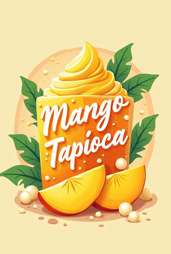Make a logo about mango tapioca with tapioca words