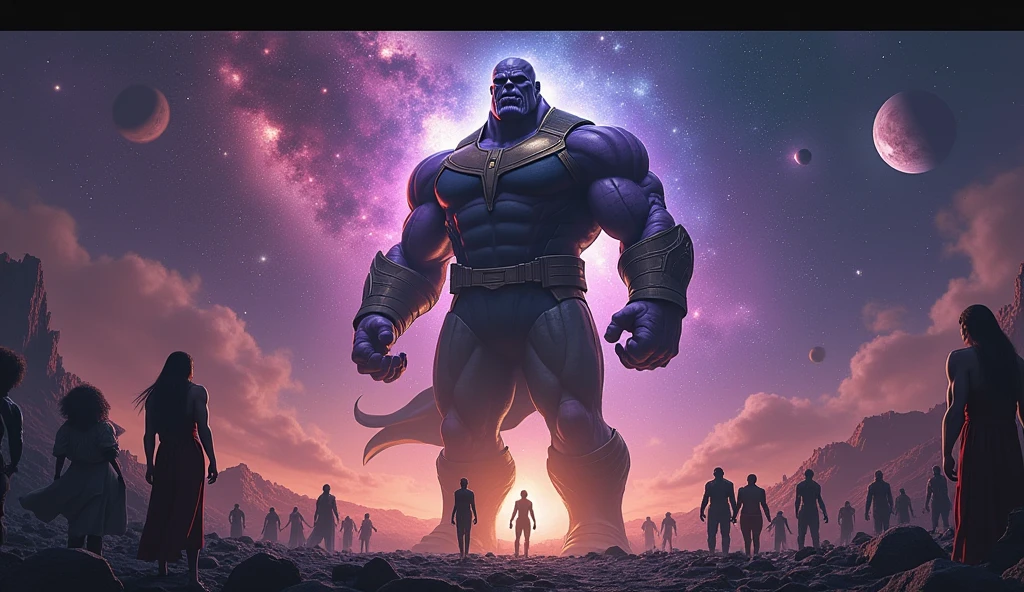 Scene 39: Thanos’ Legacy of Fear
The universe remains haunted by the memory of Thanos, with some viewing him as a savior while others see him as a tyrant.