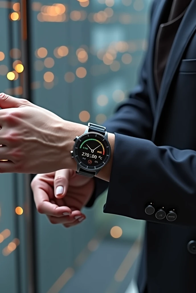 futuristic non invented bracelet for measuring temperature and control household gadgets