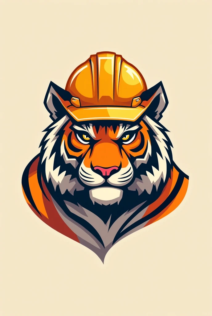 A logo of an orange tiger wearing a safety helmet