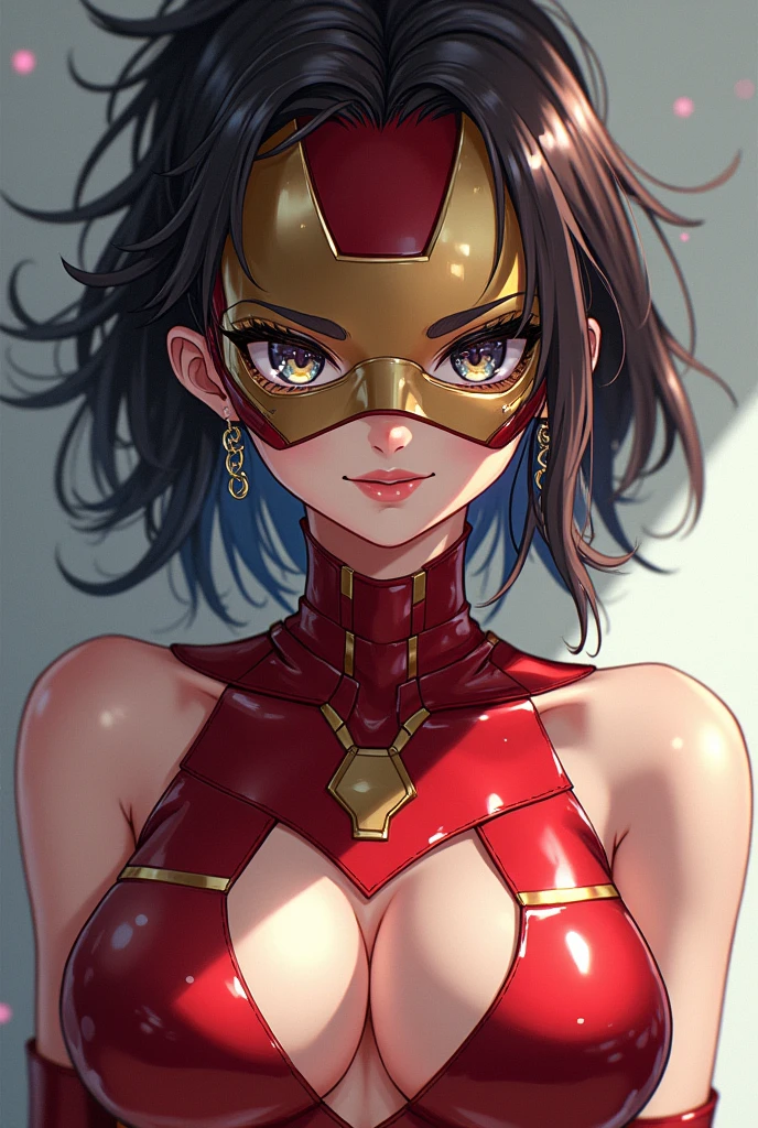 Anime with hot figure and face of iron man remove body cloth only face mask used