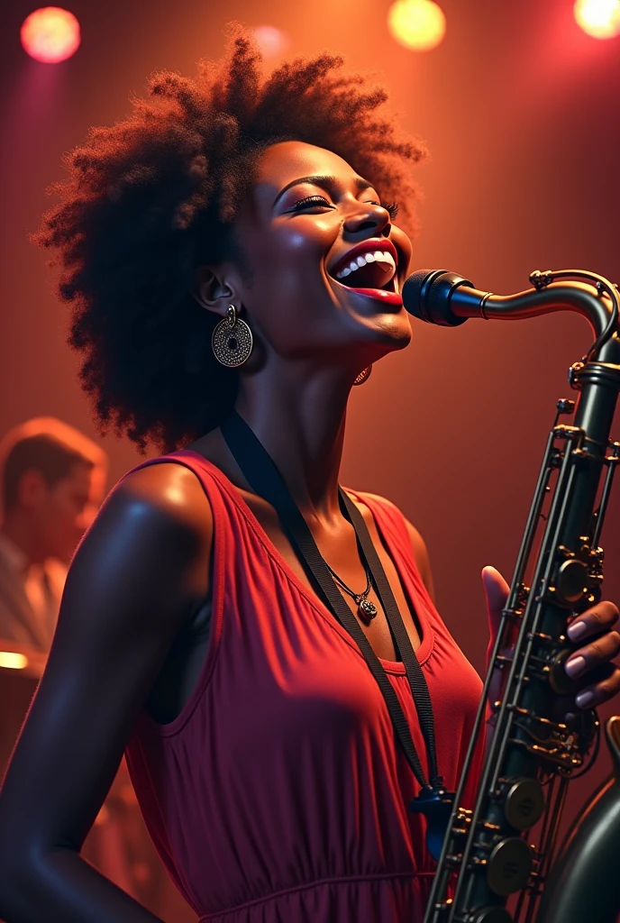 Saxophone and woman singing joyme logo