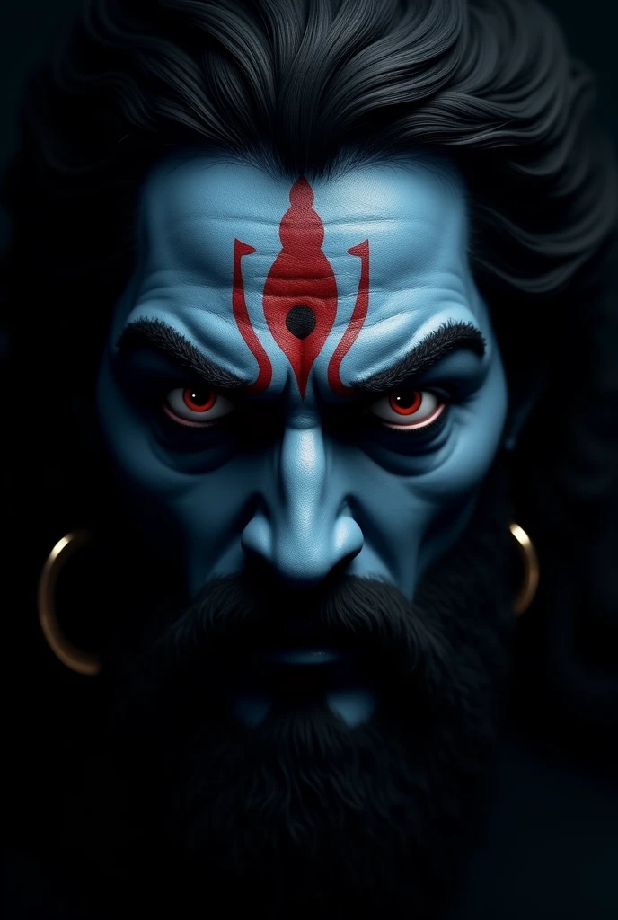 angry mahadev only  eyes and tilak with black background