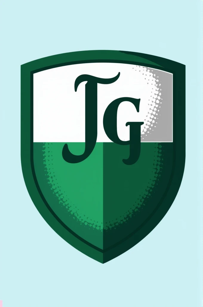 Can you create a football shield for me with the colours light blue, white and green and the initials JG?