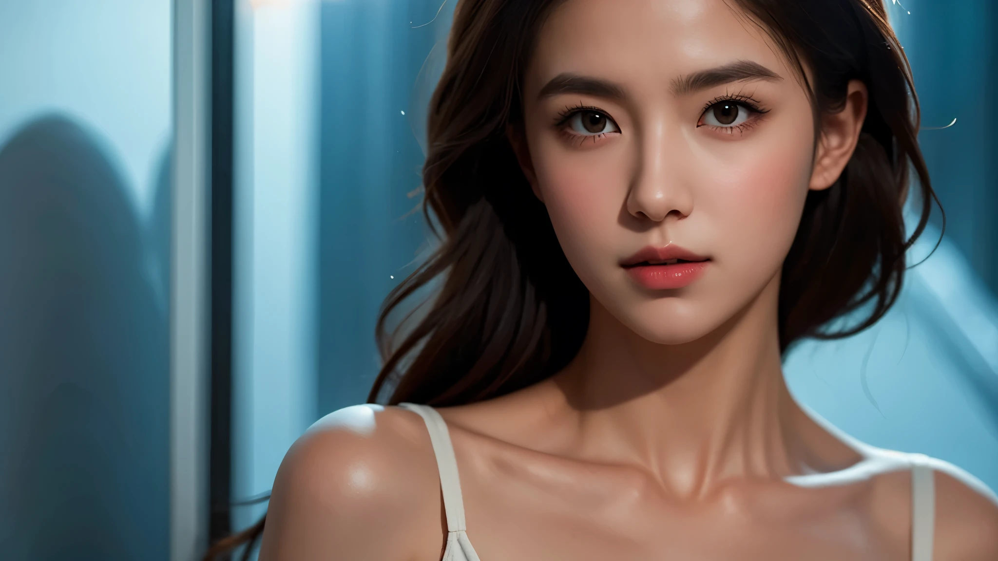 The portrait artwork of a beautiful girl with the theme of light and darkness, ultra-sharp CG at 16k resolution, a masterpiece, Excellent image quality, Very delicate), (Great light and shadow, Exquisite and beautiful), Really smooth skin, Bright face, Displaying near-perfect 18k quality, versatile, lovely.