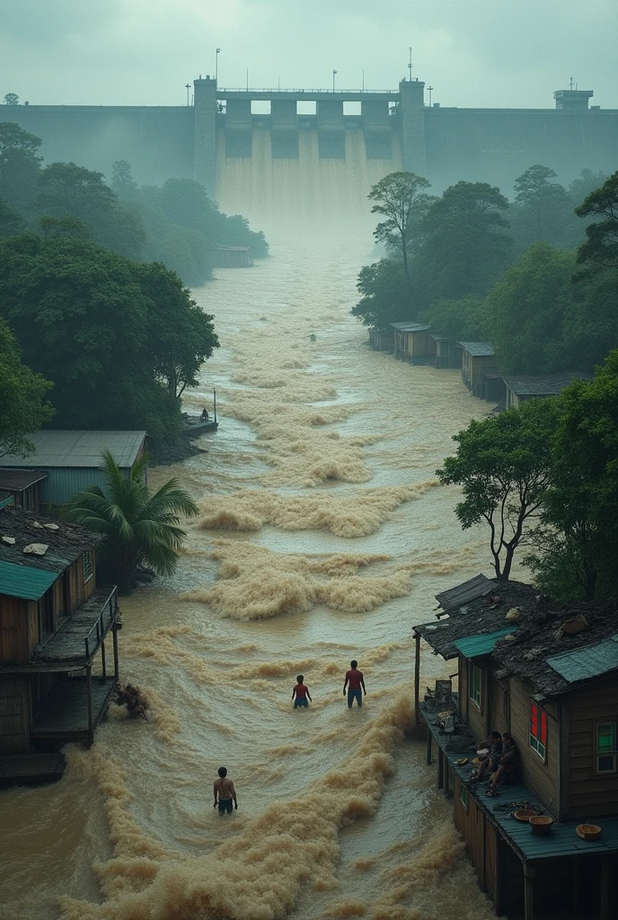 India dam open very dangerous flood in Bangladesh 