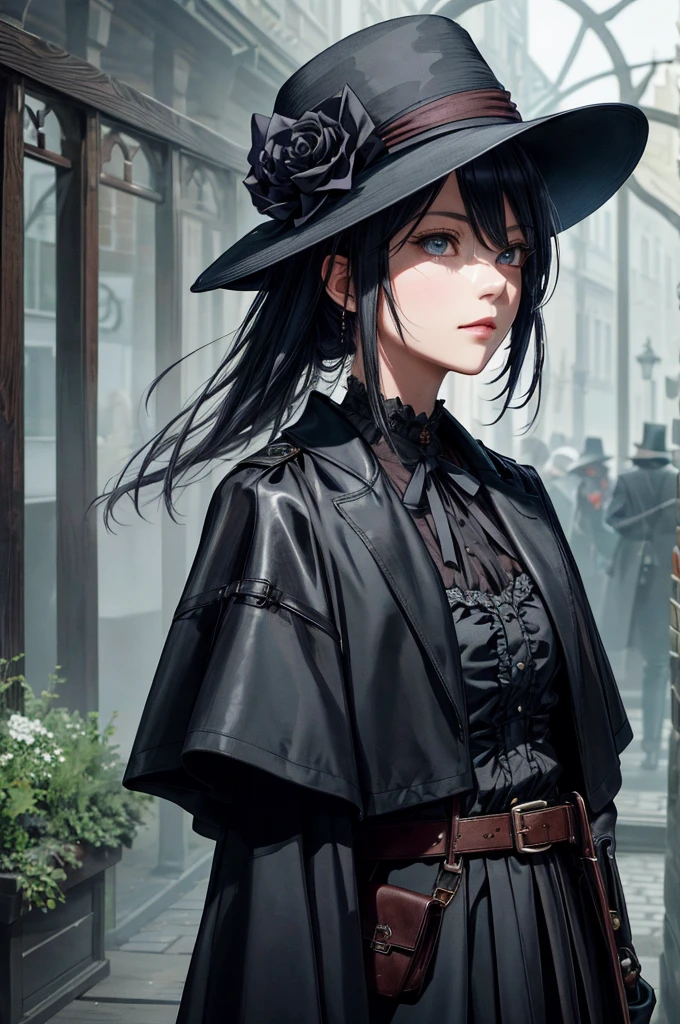 beautiful, (Tabletop:1.2), (最high quality:1.2), Realistic, Perfect Eyes, Perfect Face, Perfect lighting, (One person:1.2), knife, Jack the Ripper, Evil atmosphere, Skull belt,silk hat, Lock, Black Veil, trench coat, Mask with beak, Volumetric lighting:1.1, darkness, (detailed: 1.2), Kana, Suspended particles, (Depth of written boundary), high quality, Fujifilm 85mm, Remains, landscape, highly detaileded back ground, nightmare, 8k, Complex, grip, mysterious,Black Mist, Leather Handbags,dark