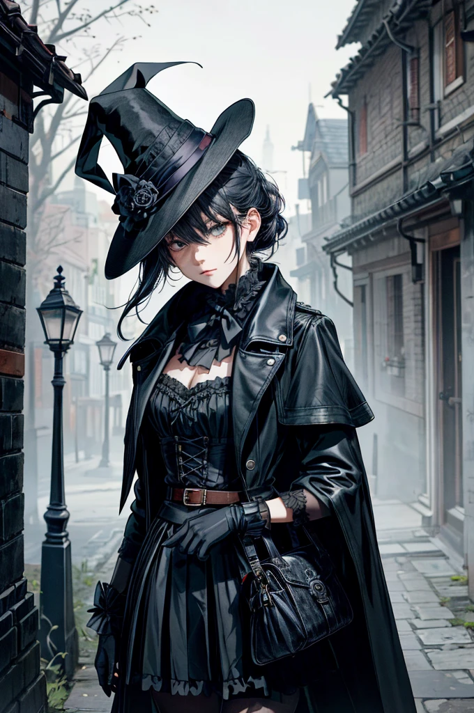 beautiful, (Tabletop:1.2), (最high quality:1.2), Realistic, Perfect Eyes, Perfect Face, Perfect lighting, (One person:1.2), knife, Jack the Ripper, Evil atmosphere, Skull belt,silk hat, Lock, Black Veil, trench coat, Mask with beak, Volumetric lighting:1.1, darkness, (detailed: 1.2), Kana, Suspended particles, (Depth of written boundary), high quality, Fujifilm 85mm, Remains, landscape, highly detaileded back ground, nightmare, 8k, Complex, grip, mysterious,Black Mist, Leather Handbags,dark