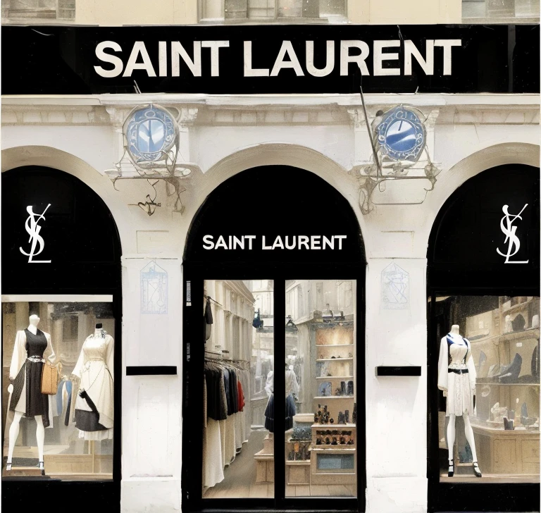 arafed image of a storefront with a window display of clothes, saint, storefront, shop front, inspired by Jean-Pierre Saint-Ours, inspired by Eugène Brands, inspired by Jean-Paul Laurens, inspired by Louis Hersent, decadent, inspired by Fernand Toussaint, by Sam Dillemans, leaked image, saint womans