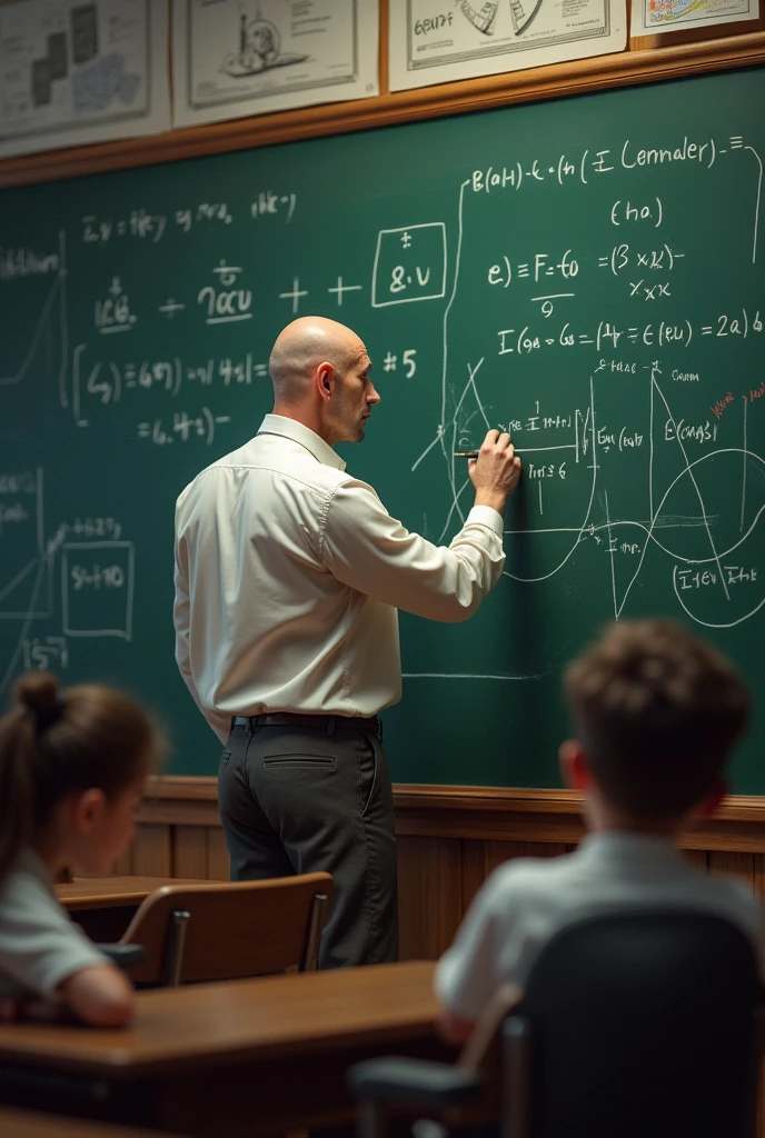 a bald teacher solves