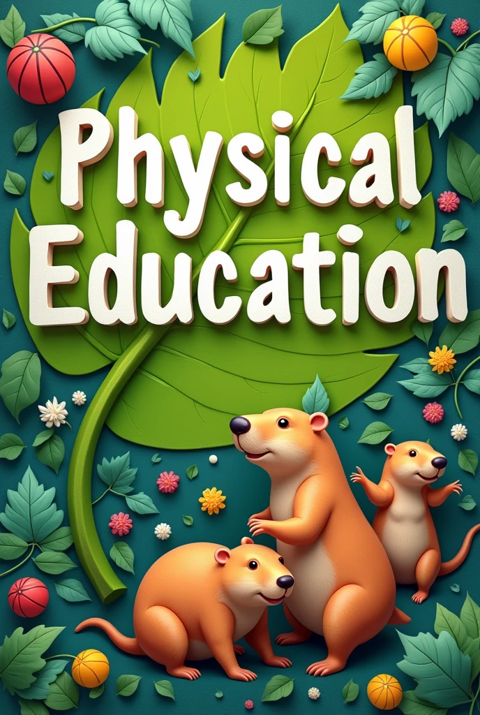 a leaf-style cover, one that is from the subject of PHYSICAL EDUCATION, the title is PHYSICAL EDUCATION 3 and that comes with a decoration according to the subject and some CAPYBARAS as decoration please